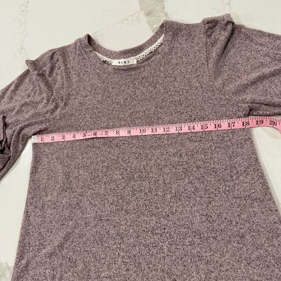 Kiki Long Puff Sleeve Pullover Crewneck Sweater Women's Medium Heathered Purple - Picture 4 of 6